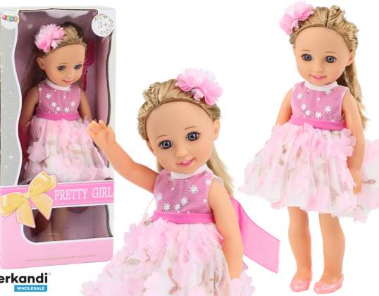 Puppe Rosa Kleid Lange Haare Haarspange Bürste 38cm