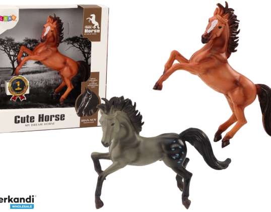 Figurka Konia Brązowy Szary Koń Stojący Stajnia Farma Cute Horse