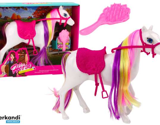 Horse Figure White Horse for Grooming Saddle Stable Farm