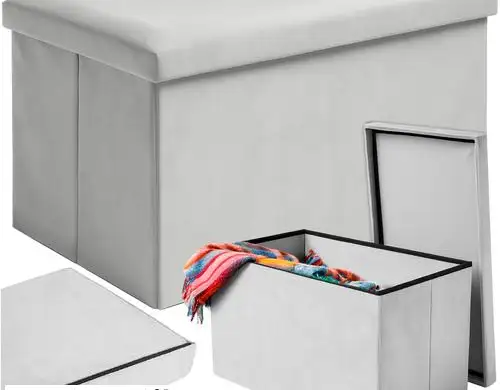 Grijs velours poef 60x30x30 cm Ruhhy 25994