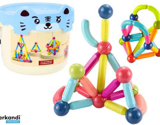 Magnetische blokjes in een emmer 78 stuks Kitten Blue