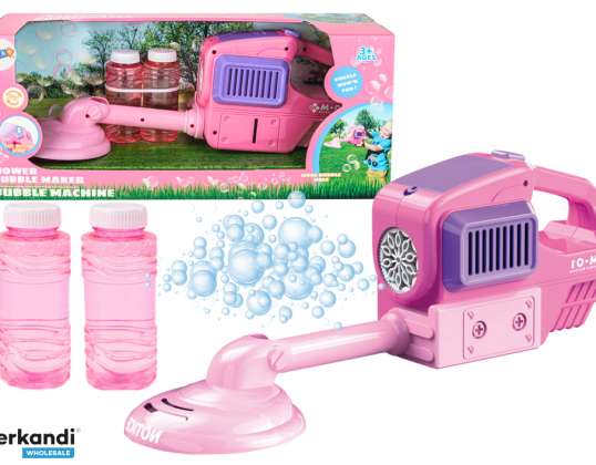 Bubble Machine Lawn Mower Trimmer Two Liquids Pink