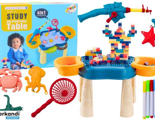 Multifunktionstisch 4in1 Bauklötze Angeln Malen Blau