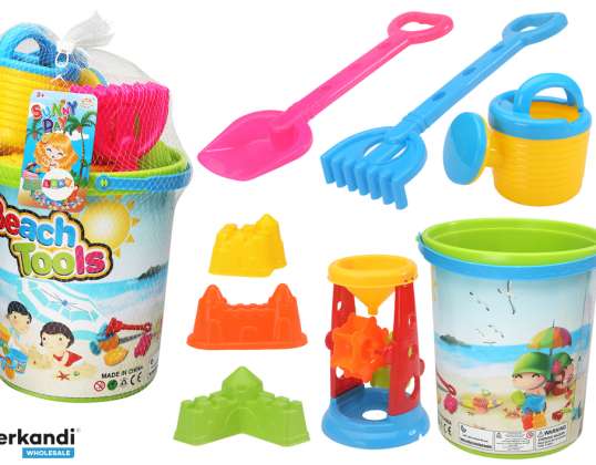Set di Giocattoli da Spiaggia: Secchiello, Mulino, Annaffiatoio, Stampo Colorato