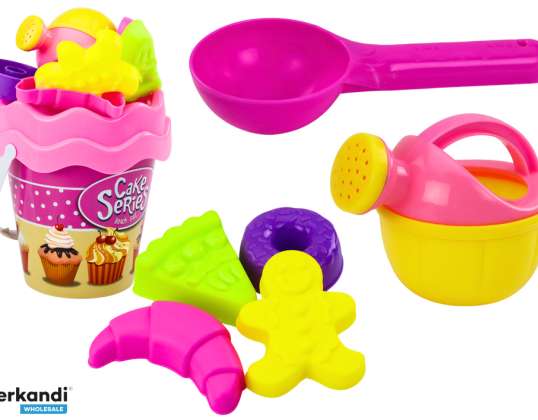 Sandspielset Eimer, Gießkanne, Formen Rosa Süßigkeiten 8 Teilig.