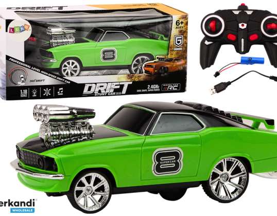 Remote Control Car 1:18 Drift 360 Lights Sounds Green