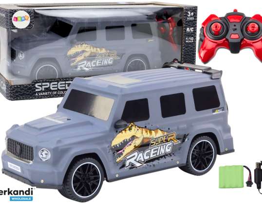RC-auto, jossa on Dino 1:10 mittakaavassa Harmaa