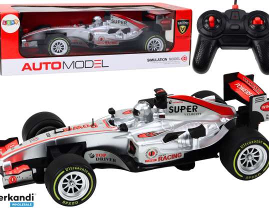 Coche de Carrera Teledirigido RC 1:12 Plateado con Luces y Sonidos