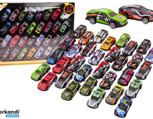 Conjunto de coches de juguetes con propulsión por resorte - 32 piezas