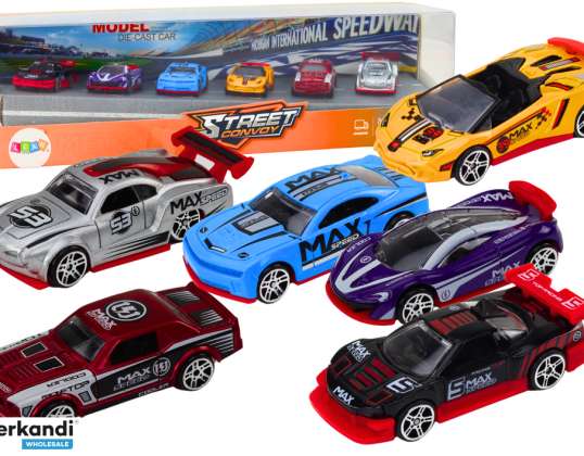 Set von Spielzeugautos 1:64 Sportliche Metallfahrzeuge Mix 6 Stück.
