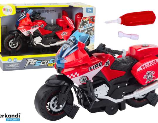 Redningsmotorsykkel DIY Lys Lyd Rød