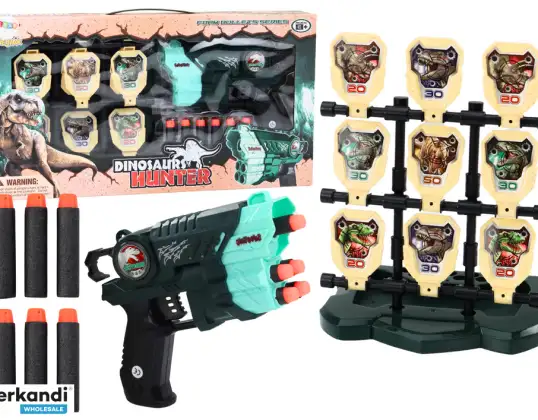 Sett Pistol med Mål Skumpiler Dinosaurer Grønn