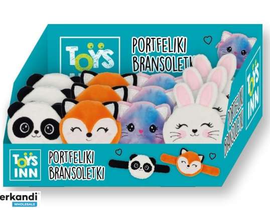 Pluche portemonnee armband mix 12st display