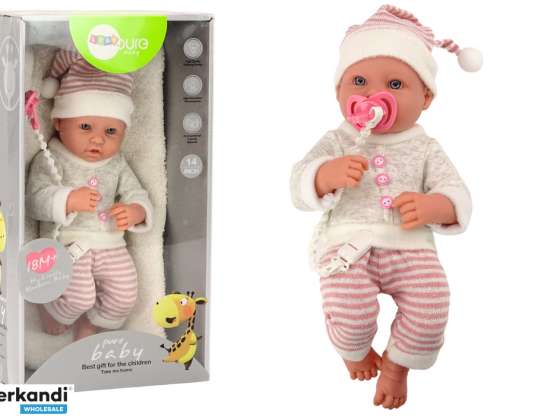 Puppe Baby Pullover Gestreifte Kappe Schnuller Rosa