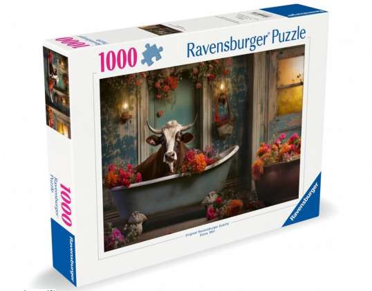 Puzzle 1000 dílků kráva ve vaně
