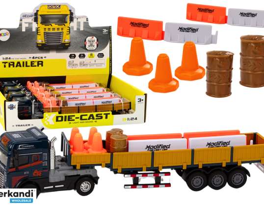 Blauwe Vrachtwagen met Aanhanger 1:24 TIR Vrachtwagen Voertuig Accessoires Geluiden