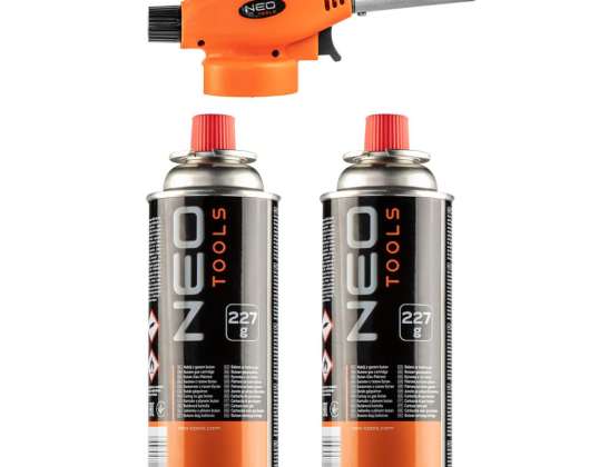 Mechero de gas enroscable 2 cartuchos de gas butano 227g
