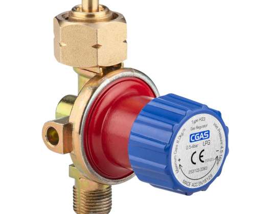 Geregelde gasreducer met drukregelaar. max 4 bar. 8 kg/h