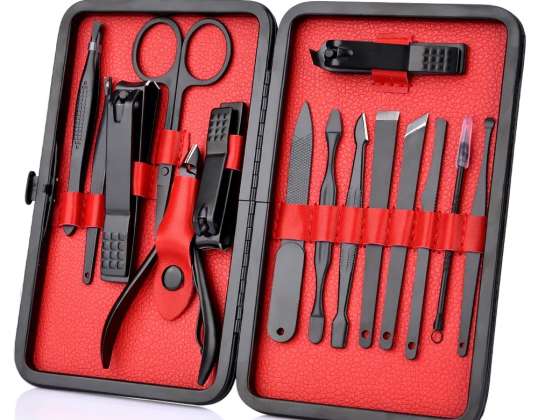Set of 16 Tools Manicure Toolbox for Pedicure Nail Clippers and Clippers