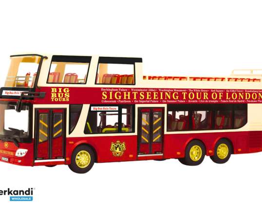 Autobús Turístico Doble Piso 1:42 Con Luces Metálicas Rojo