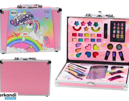 Beauty Set in a Suitcase Shadows Brushes Nail Polishes Pink
