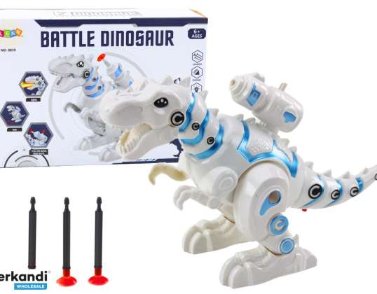 Robot Dinosaurio Con Lanzador de Dardos Luz Sonidos Blanco