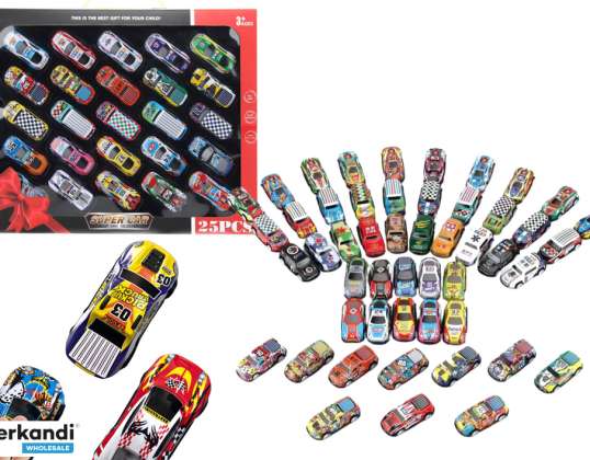 Conjunto de coches de juguete con tracción a resorte 25 piezas