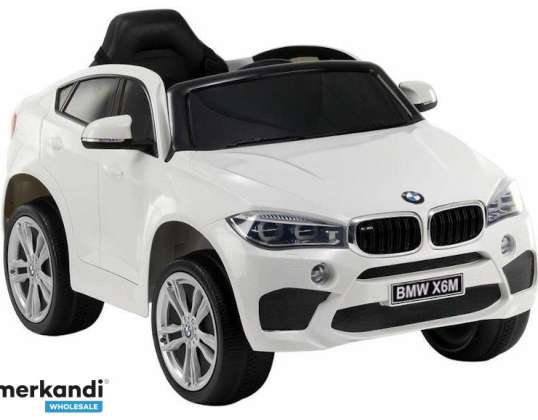 Batteriebetriebenes Auto BMW X6 in weißem Leder. EVA
