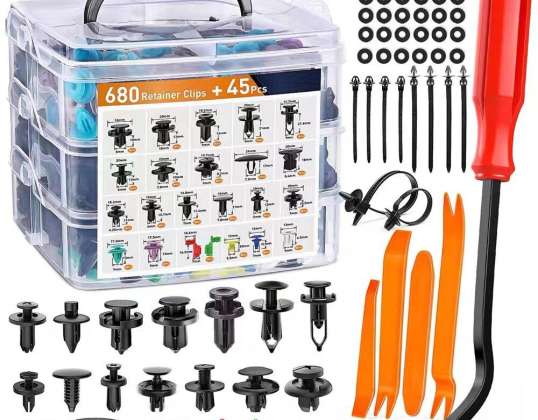 Car Clip Set in Organizer 23 Sizes 680pcs
