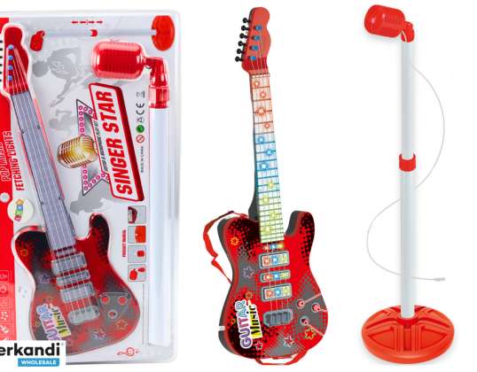 Set E-Gitarre mit Mikrofon auf Batterien Rot
