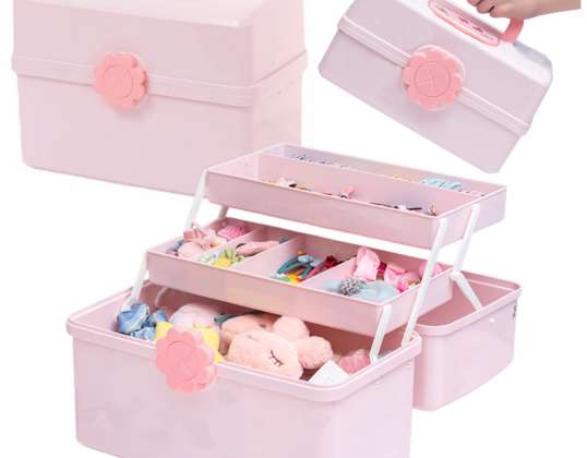Organizér Krabička Na Šperky Kosmetiku Růžová 29x16x16cm