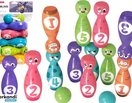 Set per Gioco di Bowling Faccine Colorate 10 pz