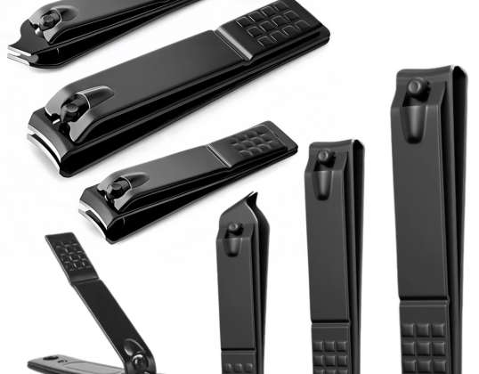 Set Nagelknipser 3 Stück Groß Klein Schräg Schwarz