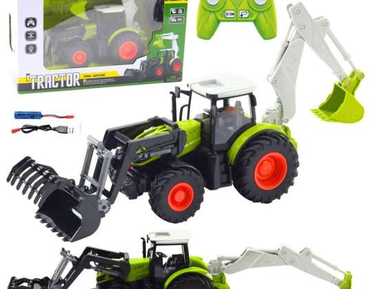 Farm Tractor with Rotating Bucket and Excavator 2-in-1, Remote Controlled 2.4G