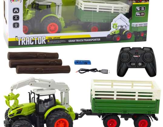 Tracteur télécommandé avec remorque et grappin RC 2.4G