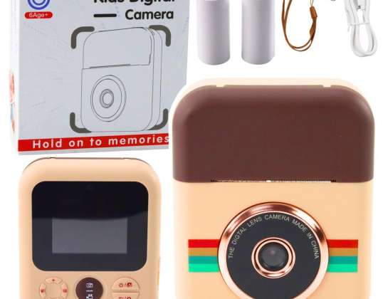 Digitale Camera voor Kinderen met Directe Printer Bruin 3 Rollen Papier