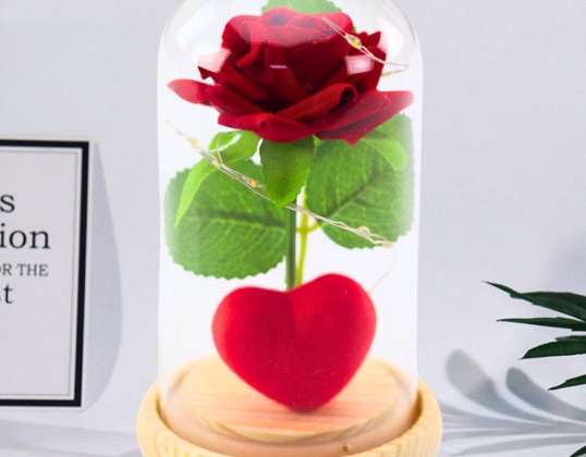 Mūžīgā Roze Kupolā ar LED Apgaismojumu Sarkana ar Sirds 14x8cm