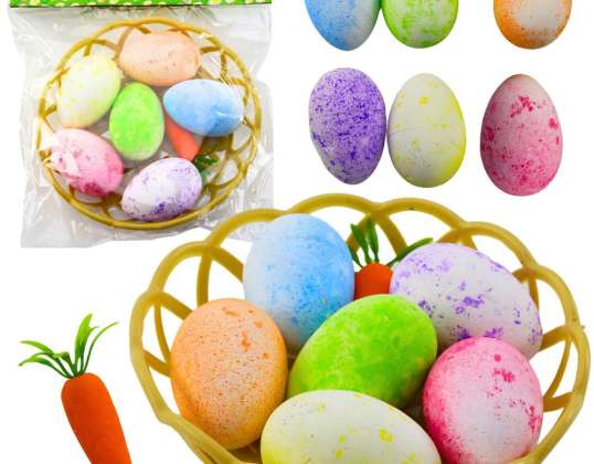 Decoraciones de Pascua en cesta huevos zanahoria 7 piezas