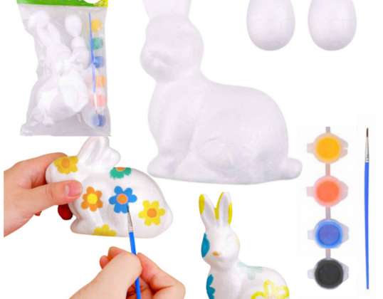 Juego de Pintura para Decoraciones de Pascua de Poliestireno Conejo 2 Huevos Pinturas
