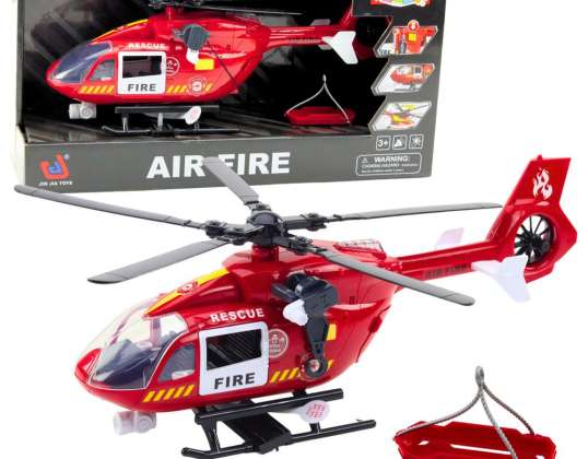 Helicóptero de los Bomberos con Gancho, Luces y Sonidos 1:12
