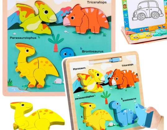 Puzzle Board 2in1 Holz Pädagogischer Dinosaurier Stift