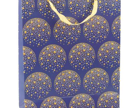 Elegant Gavepose med Gyldne Stjerner Mørkeblå 32 x 26 x 12 cm