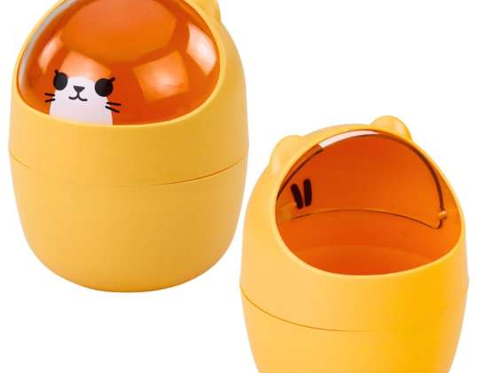 Mini Cesta Osito de Peluche Mesa de Escritorio Naranja 1L 16cm