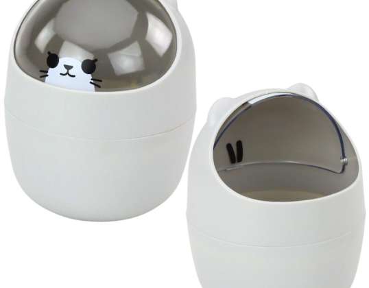 Mini Cesta Osito de Peluche Mesa de Escritorio Gris Grafito 1L 16cm