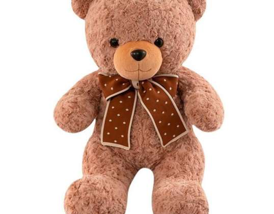 Mascotte d’ours en peluche câlin avec nœud à pois 45cm