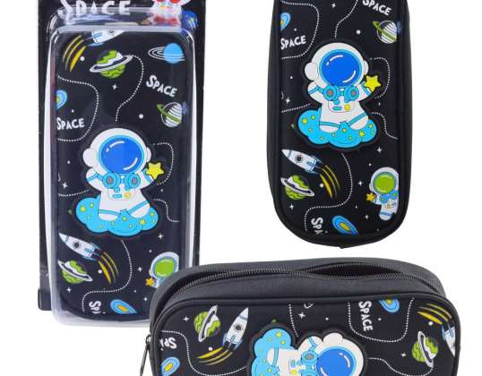 Trousse scolaire Space Cosmonaut deux poches noire