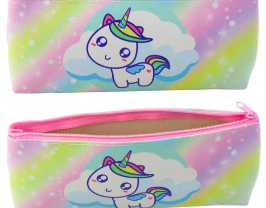 Pencil Case för Flickor Unicorn Pastell Regnbåge Färgglad