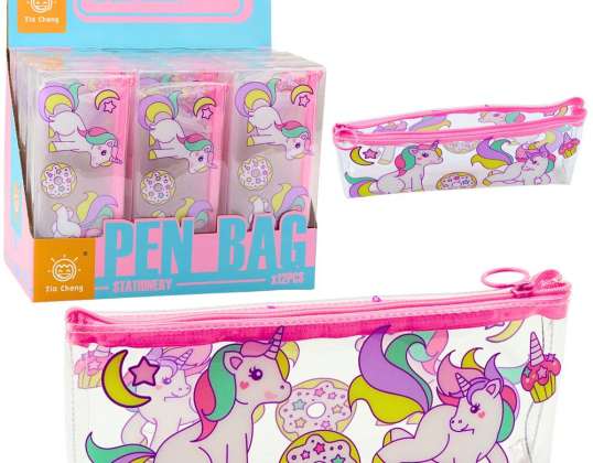 Estuche Escolar Caja de Herramientas Donut Transparente Unicornios 20 x 8.5 x 4cm