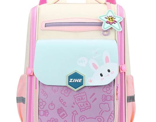 Schulrucksack mit Kaninchen Brustgurt Pastell 21L