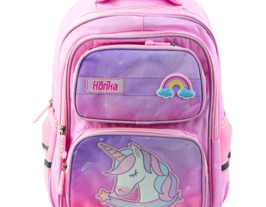 Schulrucksack mit Einhorn Brustgurt pink 20L